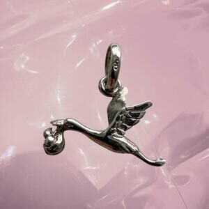 Vintage Y2K 925 Sterling Silver Stork with baby Charm by Links of London
